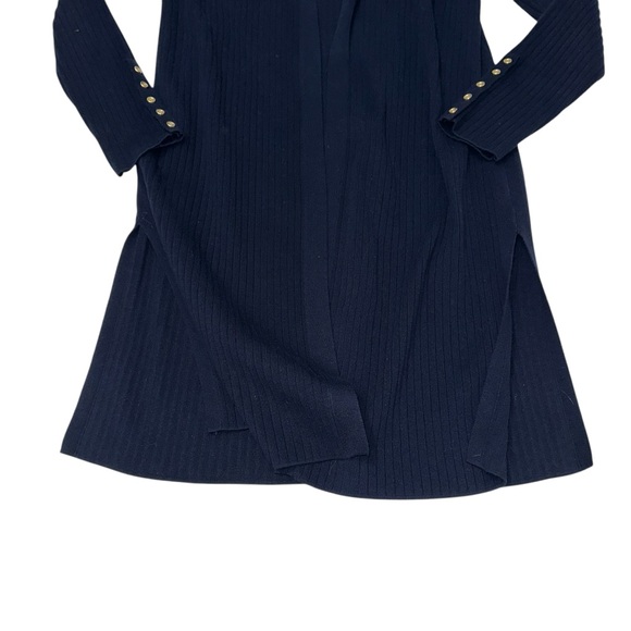 Talbots Long Duster Cardigan Ribbed Cotton Gold Button down Sz Small - Picture 7 of 8